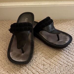 Alegria Black Leather Flip-Flops